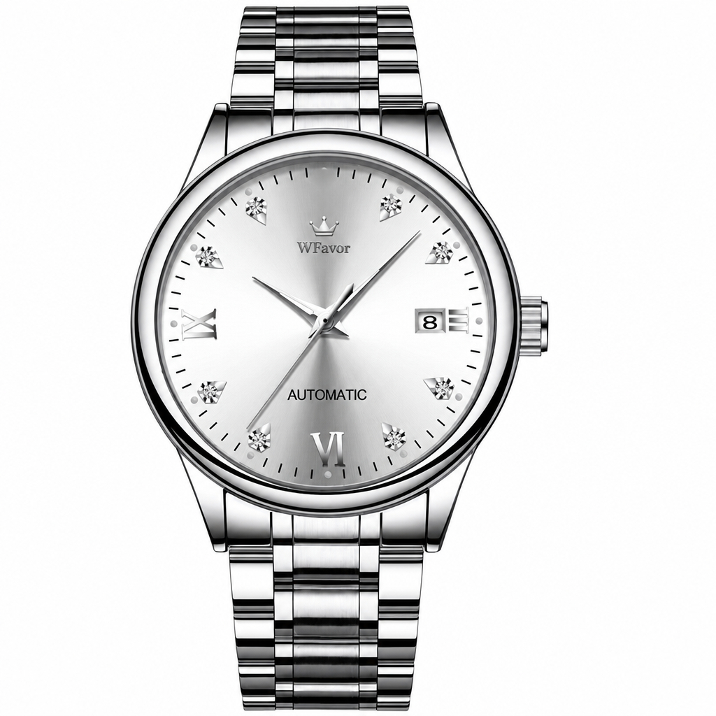 Watchfavor automatic watch with diamond hour markers